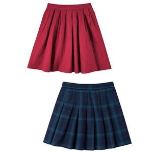 Plaid & Burgundy Pleated Skirt S/M Bundle Schoolgirl Mini